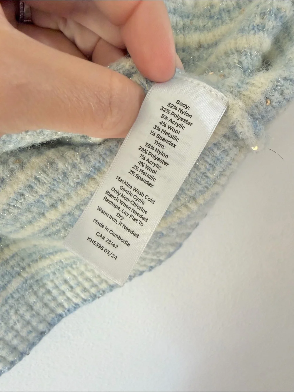 Talbots Blue Plaid SequiTalbots Light Blue & Cream Textured Short Sleeve Sweater